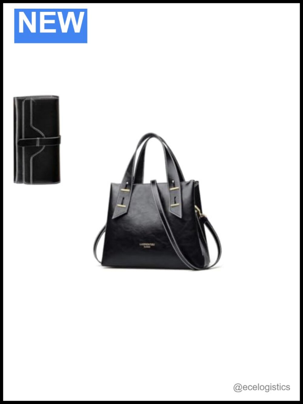 Genuine Leather Crossbody Handbag with Long Bifold Wallet
